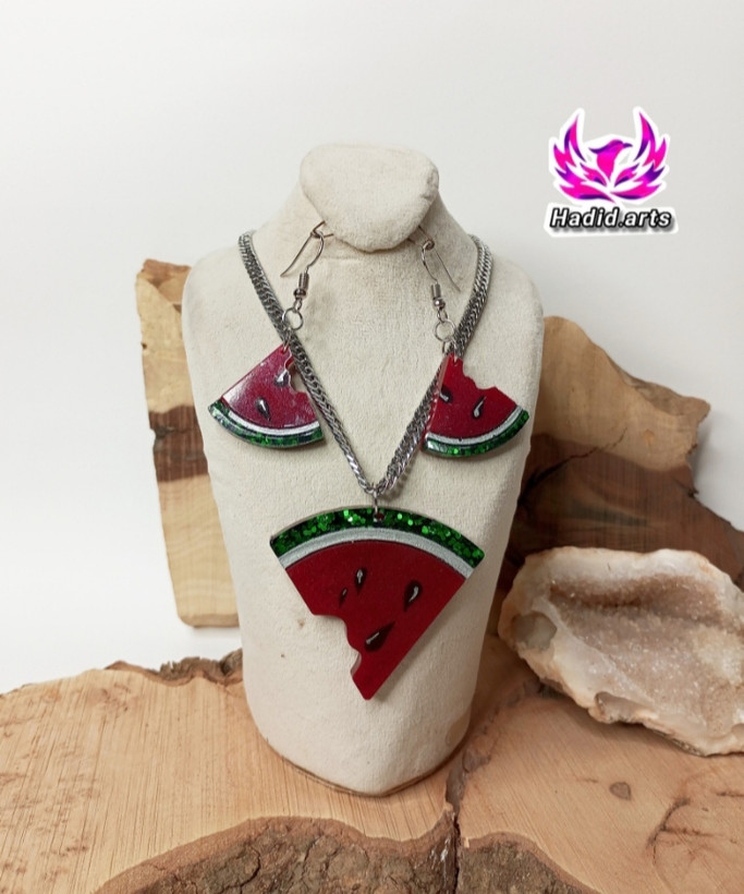 ست گردنبند هندونه ای یلدا